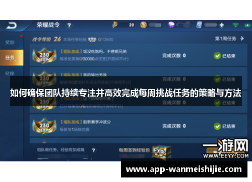 如何确保团队持续专注并高效完成每周挑战任务的策略与方法