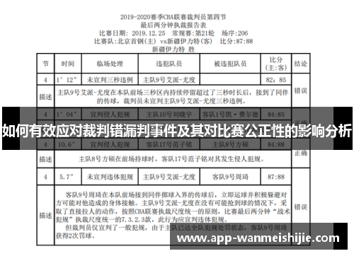 如何有效应对裁判错漏判事件及其对比赛公正性的影响分析